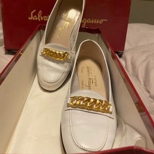 White Salvatore Ferragamo Moccasin
